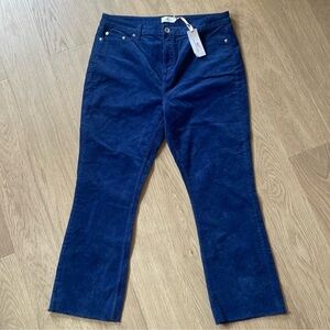 VINEYARD VINES High Rise Kick Flare Corduroy Distressed Hem Navy Pants Sz 33 16